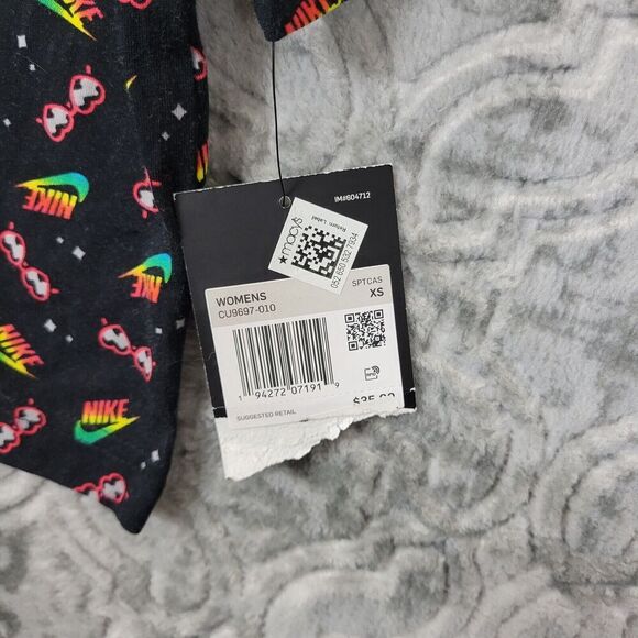 Nike Shirt  Womens Extra Small Black Crop Top Sunglasses All Over Print Rainbow - Picture 5 of 11